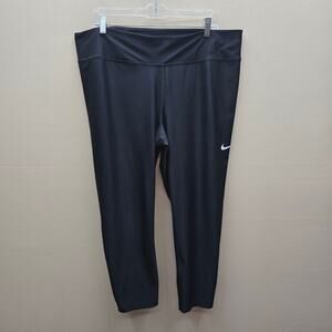 Nike Dri-Fit Power Racer Pull on Cropped Leggings Athletic Yoga Running Black 2X